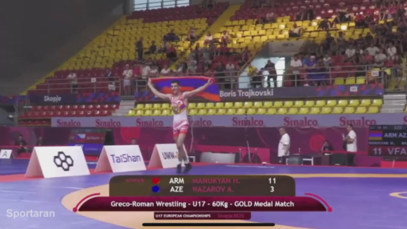 Armenian wrestler beats Azeri rival to win European gold