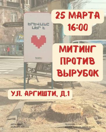 Վաղը, ժամը 16-00-ին ունեք հնարավորություն ընդդիմանալու Երևանում իրականացվող ծառերի սպանդին․ Քրիստինա Վարդանյան
