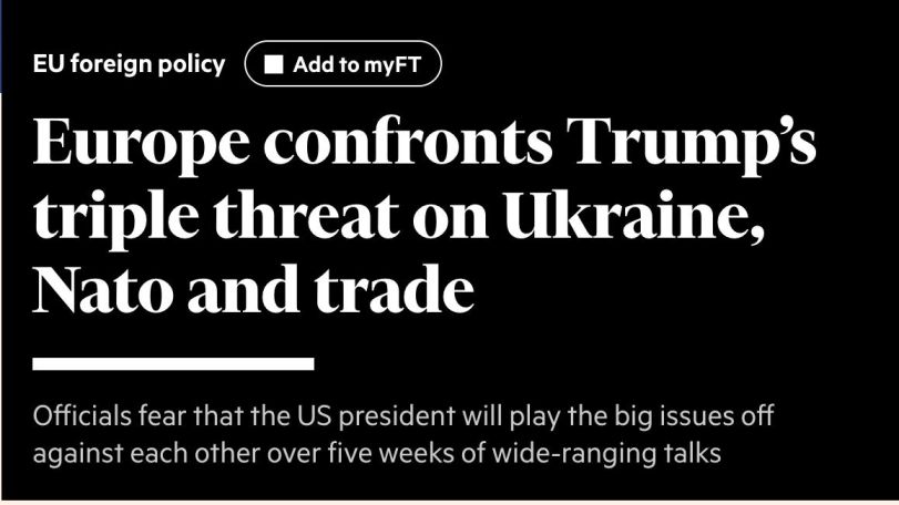 FT: В ЕС опасаются, что на саммите G7 Трамп пригрозит прекратить военную помощь Украине