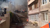 Major fire erupts after vehicle collision in central Yerevan