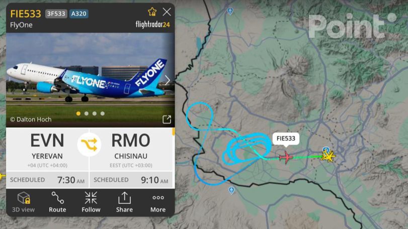 Самолет FlyOne рейса Ереван – Кишинев совершил экстренную посадку