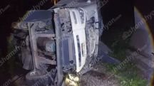 В Лори самосвал с прицепом перевернулся и оказался на железнодорожных путях