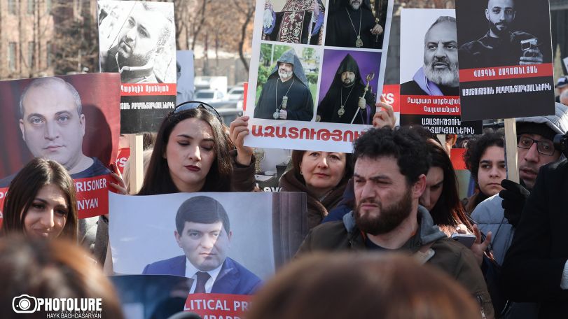 Armen Ashotyan accuses European institutions of 'moral bankruptcy' at protest outside Armenian parliament