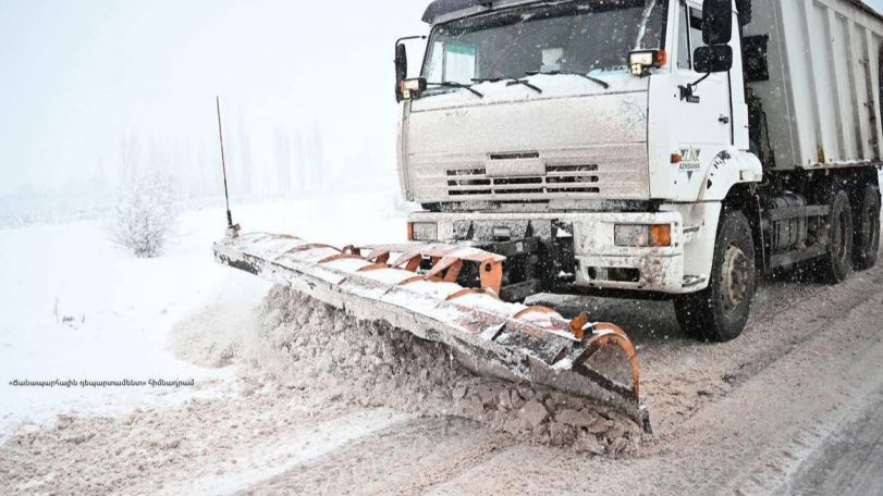 Roads closed amid snowfall in Armenia