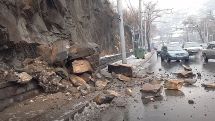 Rockfall blocks major Yerevan road