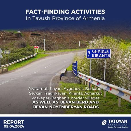 «Թաթոյան» հիմնադրամ. Կառավարության հայտարարած սահմանազատման գործընթացը սկզբունքային առումով հակասում է դրա միջազգայնորեն հաստատված էությանը