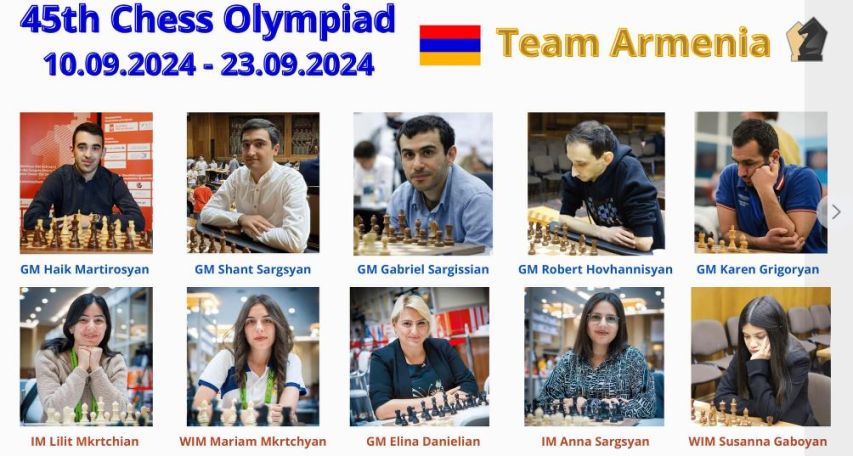 Armenia sends 10-strong team to 45th Chess Olympiad