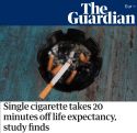Single cigarette takes 20 minutes off life expectancy, study reveals