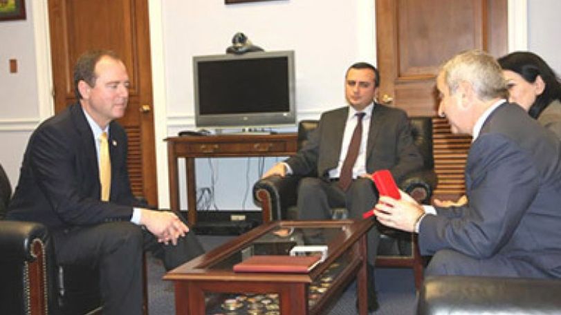 Schiff meets with Artsakh Parliament Speaker Ashot Ghoulian