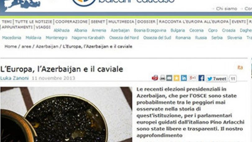 Europe, Azerbaijan, and the caviar: Azerbaijan in the center of attention of Italian press