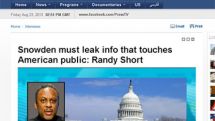 Snowden must leak info that touches American public - Randy Short