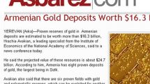 Armenian gold deposits worth $16.3 billion