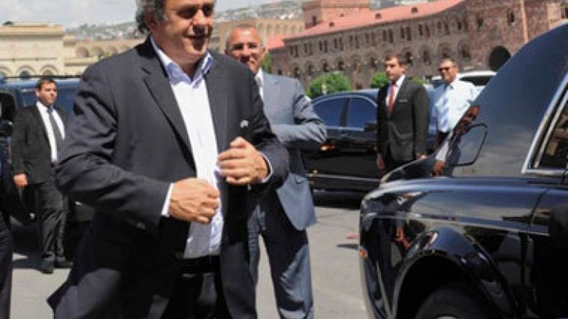 Michel Platini arrives in Armenia