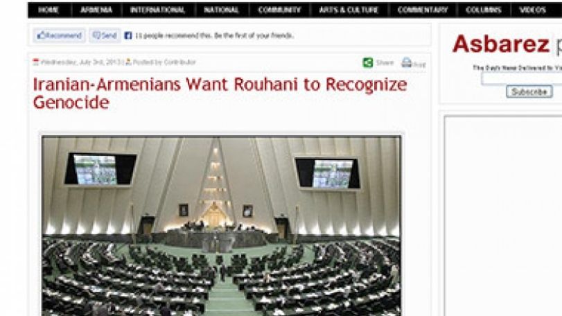 Iranian-Armenians want Rouhani to recognize Genocide