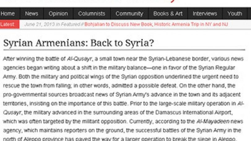 Syrian Armenians: Back to Syria?