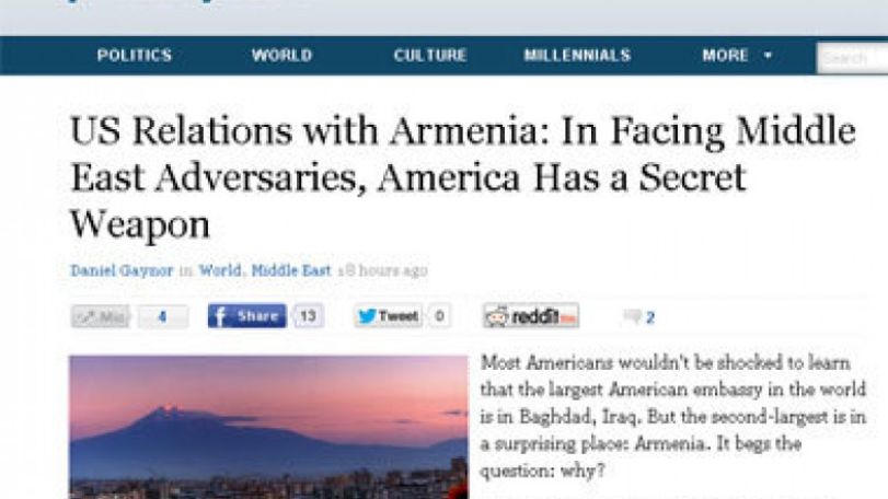 US relations with Armenia: In facing Middle East adversaries, America has a secret weapon 