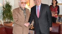 Charles Aznavour meets with United Nations High Commissioner for Refugees Antonio Gutierrez