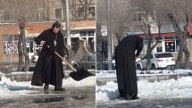 В работах по уборке снега в Ереване приняли участие также священнослужители