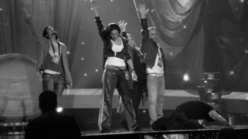 Apricot stone, waterfall and apricot tree in Eurovision stage