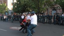Several detained as demonstrators against power tariff hike try to block Bagramyan Avenue in Yerevan 