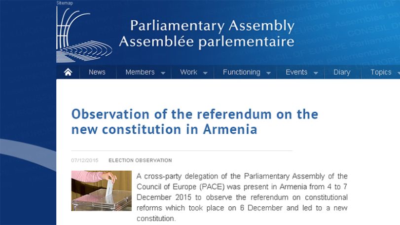 PACE observers release opinion about referendum on new constitution in Armenia