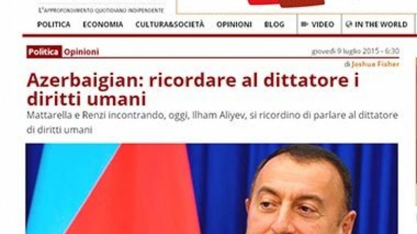 «Lindro.it»: Захватывающая Европу азербайджанская ложь смертельно опасна, и нужно прекращать эти сомнительные связи 