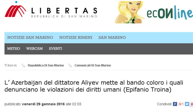 Honorary consul: Azerbaijan Foreign Ministry’s intrusion into Italian journalists’ private life supposes criminal and civil responsibility