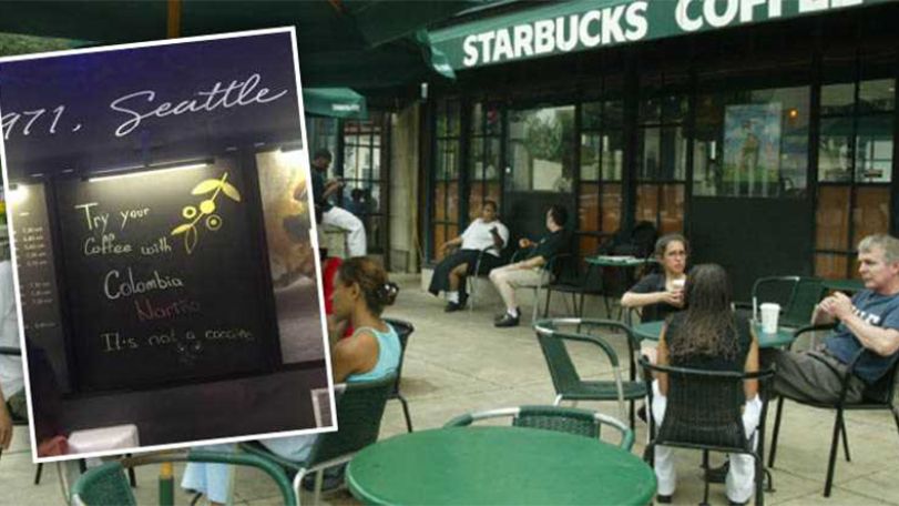 В бакинском магазине «Starbucks» колумбийский кофе рекламируют оскорбительным слоганом «Это не кокаин»