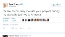 Accompany me with your prayers: Pope Francis tweets ahead of visit to Armenia