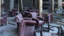 Turkish parliament building in ruins