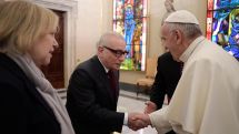 Pope Francis meets Martin Scorsese after the premiere of Silence