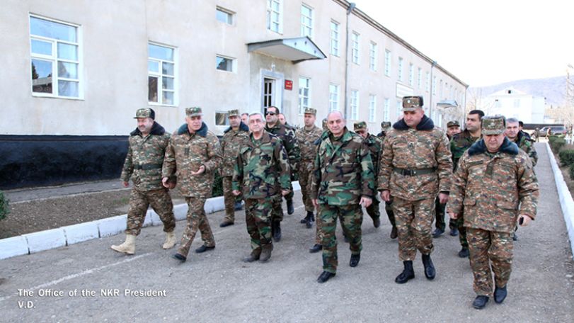 Armenian, Artsakh Presidents visit defense positions located near Mataghis and Talish