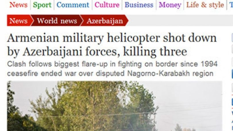 World media about NKR helicopter downed by Azerbaijan