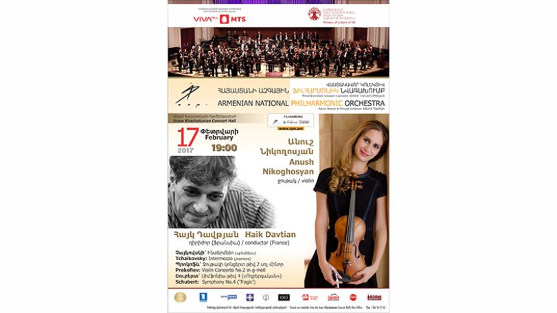 Violinist Anush Nikoghosyan, Conductor Hayk Davtyan to join Philharmonic’s concert