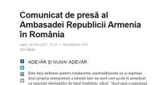 Romanian media reports: Pogroms of Armenians in Sumgait were embodiment of Azerbaijani leadership's policy of xenophobia and ethnic cleansing