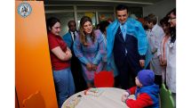 Princess Dina Mired of Jordan visits children with cancer at Muratsan hospital in Yerevan