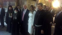 Donald Trump listens to performance of Armenian choir in Holy Sepulchre Church, Jerusalem