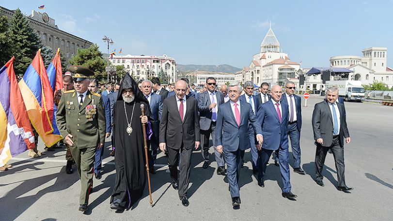 Karabakh, Armenian presidents take part in festive events in Stepanakert