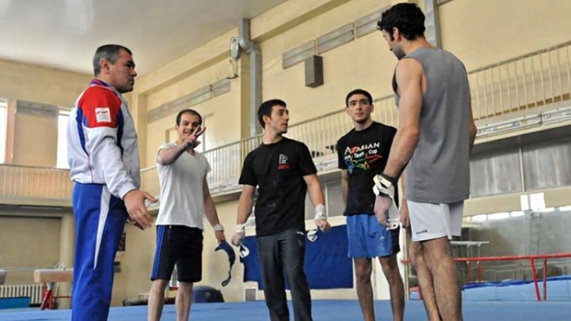 Armenian gymnasts participating in the World Cup qualification tournament