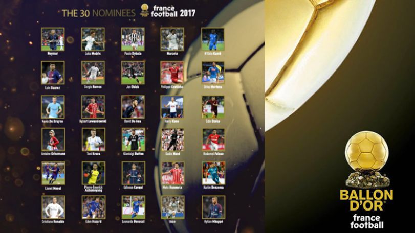 Известны имена 30 претендентов на «Золотой мяч»-2017