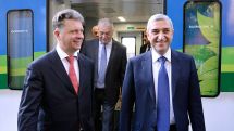 New electric train tested in Yerevan with Armenian, Russian ministers on board