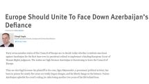 HRW: Europe should unite to face down Azerbaijan’s defiance