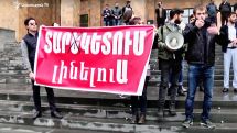 Armenian students stage walkout in protest of the new bill aimed at canceling conscription deferments
