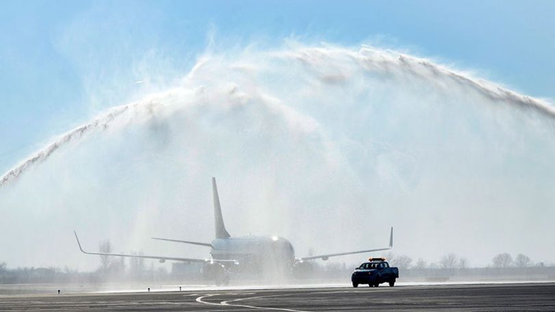 First plane of the Ashgabat-Yerevan-Frankfurt flight landed at Zvartnots airport