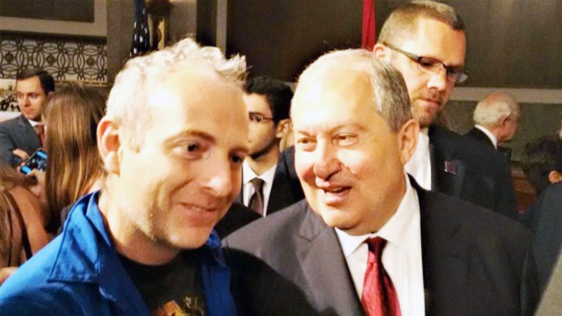 Блогер Александр Лапшин в Вашингтоне познакомился с президентом Армении Арменом Саркисяном