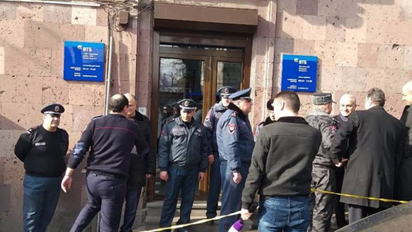 Axe-wielding man subdued by bank security officer in Armenia