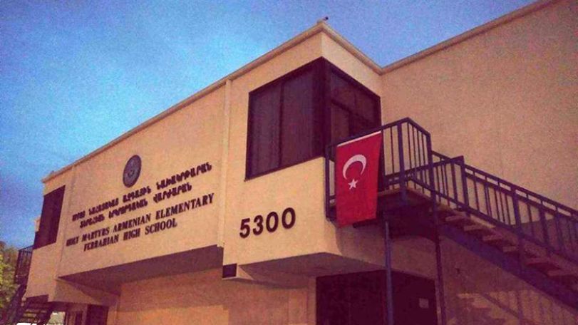 Turkish flags desecrate two Armenian schools in the Los Angeles area