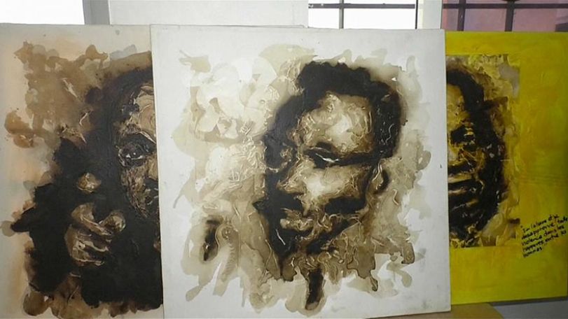 Художник из Кот-д'Ивуара и его этюды в кофейных тонах