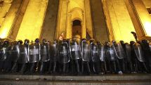 Riot police drive protesters away from Georgian parliament