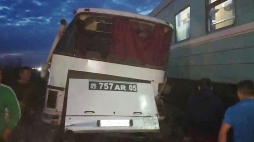 1 killed, 9 injured after train-bus collision in southern Kazakhstan